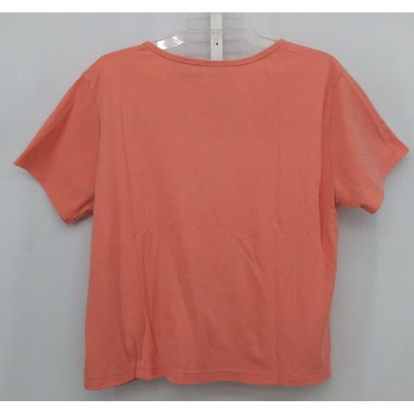 Keneth Too Shirt Womens Top Size L Pink Embroidered Floral Short Sleeve - Picture 5 of 8